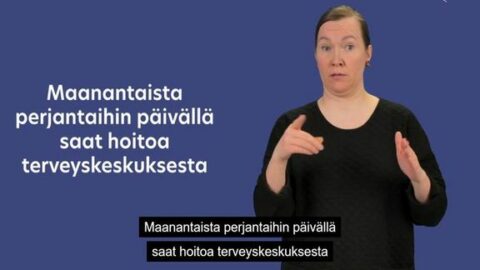 Kuva viittomakielisestä videosta.