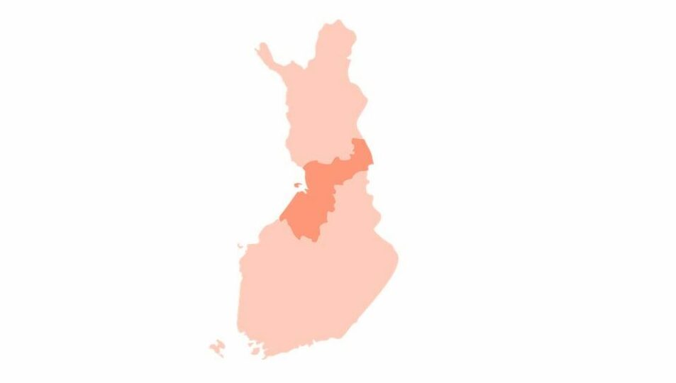 Kuvituskuva, Pohjois-Pohjanmaan hyvinvointialue Suomen kartalla.